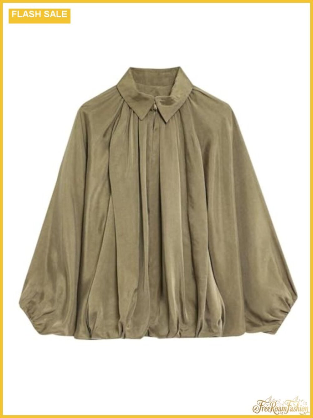 Womens Oversized Puffed Bomber Jacket Zip Batwing Sleeve Streetwear Coat